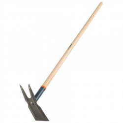 Azadon dos cuernos con mango de madera 54"